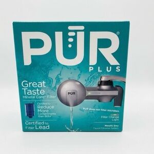 NIB PUR Plus Faucet Filtration System Metallic Grey FM-3700B Mineral Core Filter